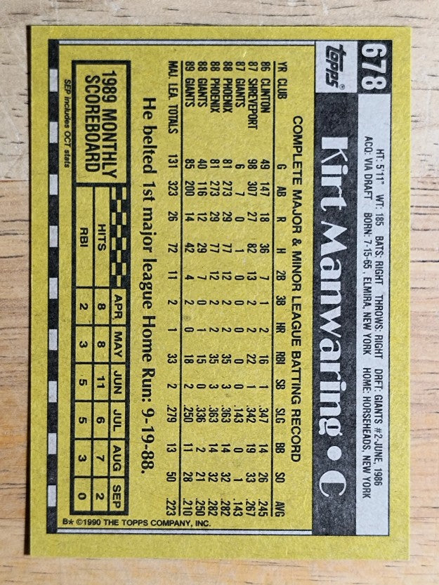 1990 Topps #678 Kirt Manwaring