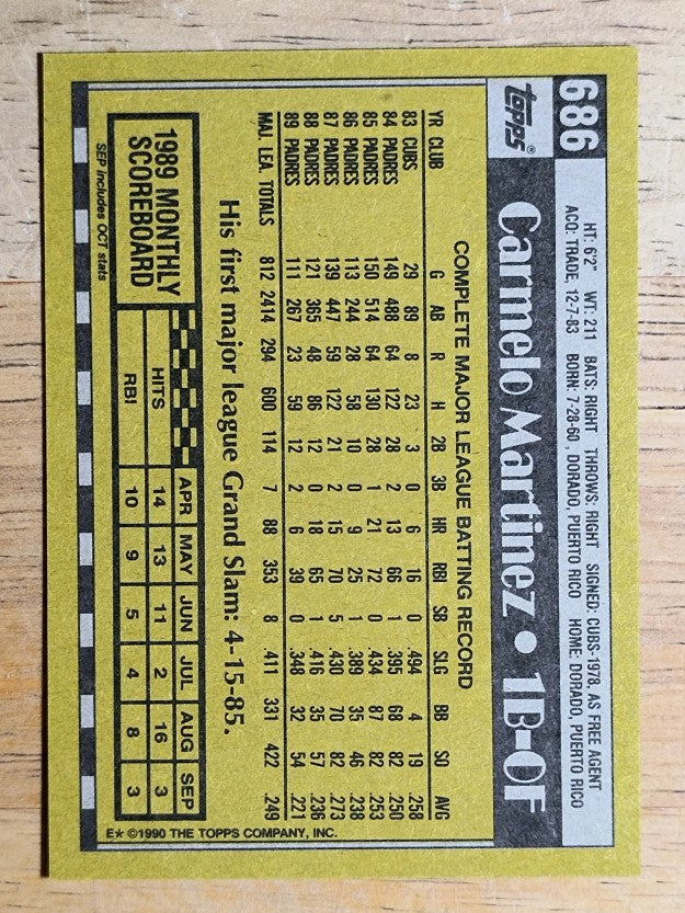 1990 Topps #686 Carmelo Martinez