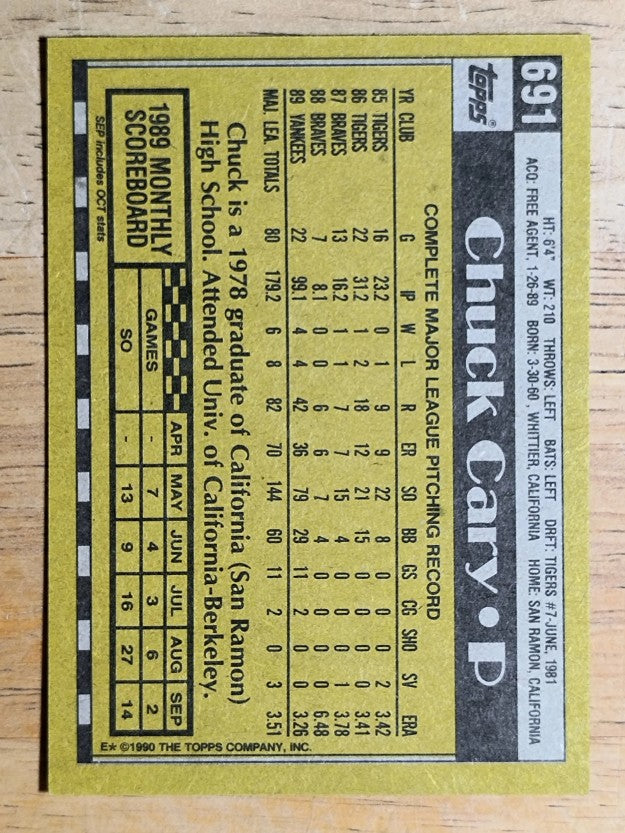 1990 Topps #691 Chuck Cary