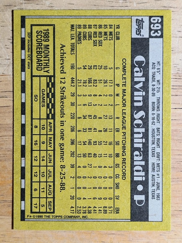 1990 Topps #693 Calvin Schiraldi