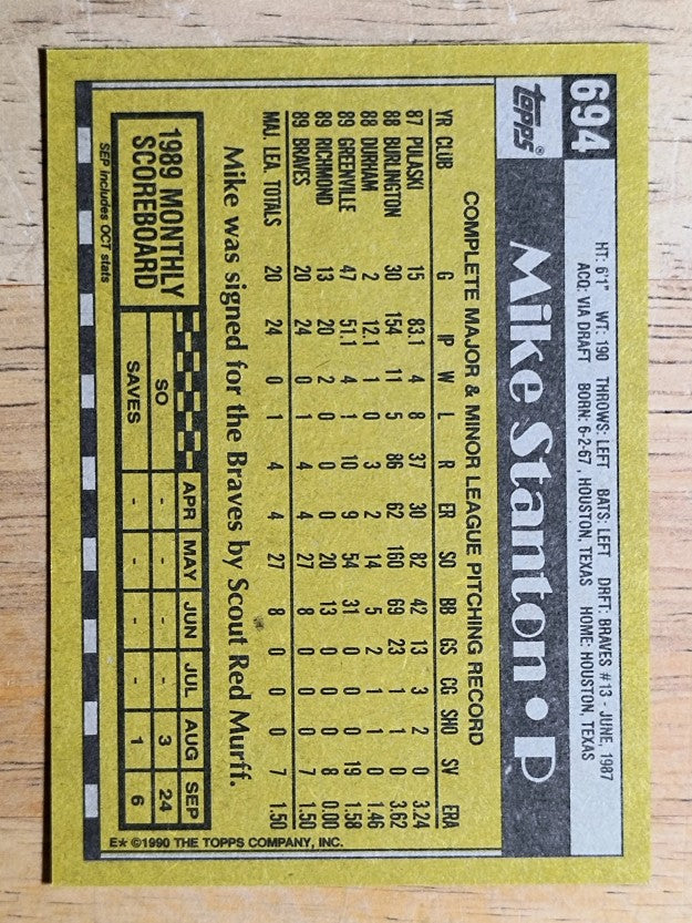 1990 Topps #694 Mike Stanton RC