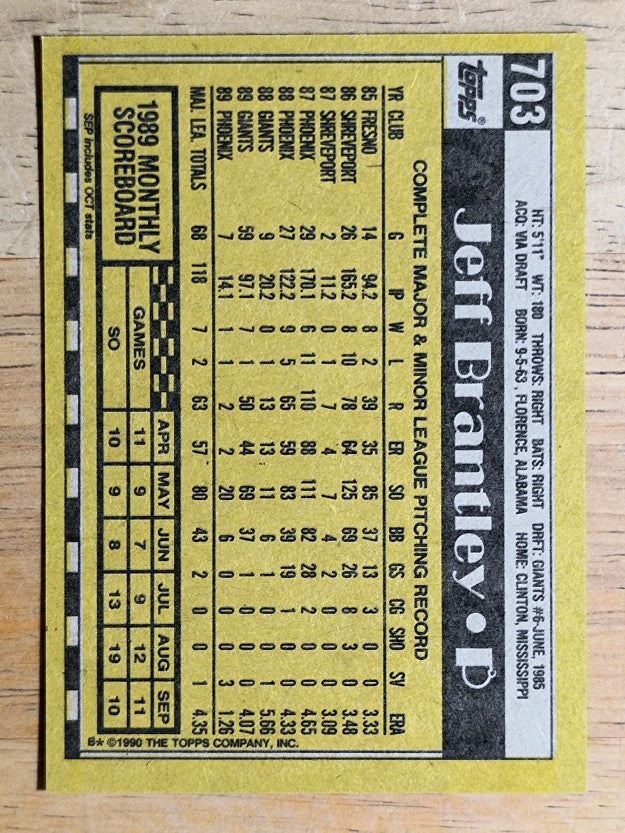 1990 Topps #703 Jeff Brantley