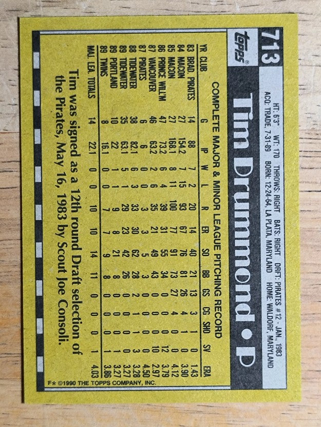1990 Topps #713 Tim Drummond RC