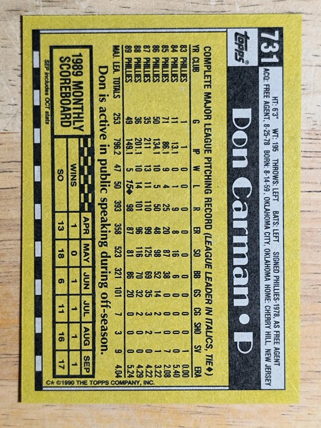 1990 Topps #731 Don Carman
