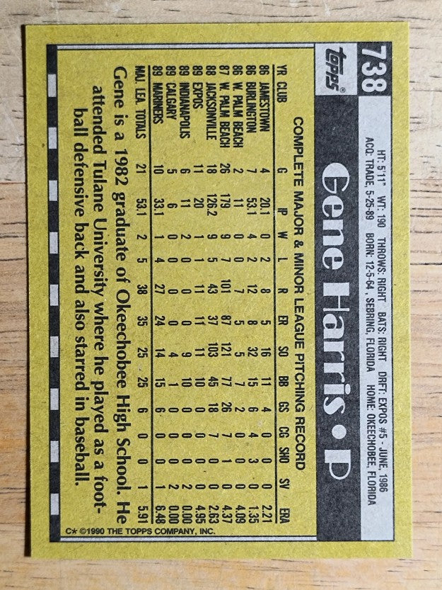 1990 Topps #738 Gene Harris