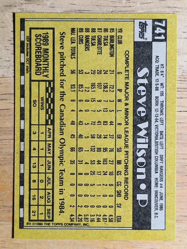 1990 Topps #741 Steve Wilson