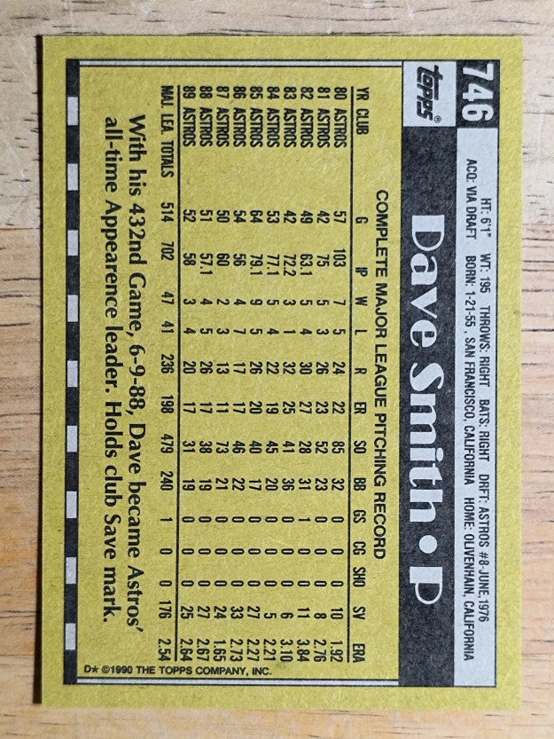 1990 Topps #746 Dave Smith