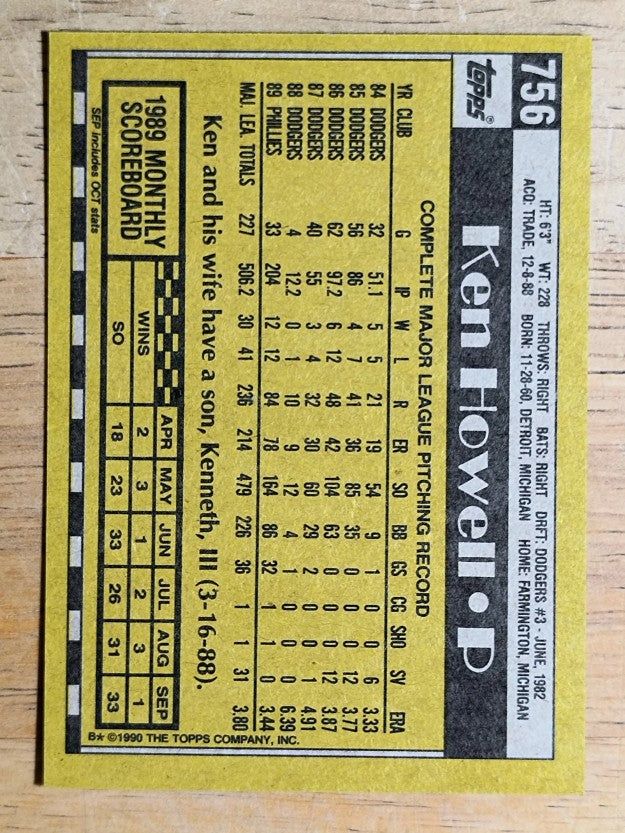 1990 Topps #756 Ken Howell