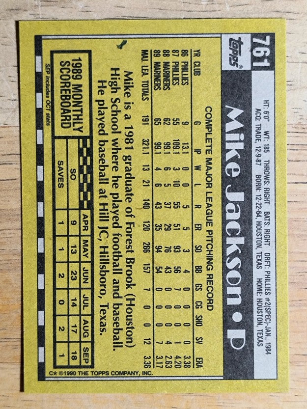 1990 Topps #761 Mike Jackson