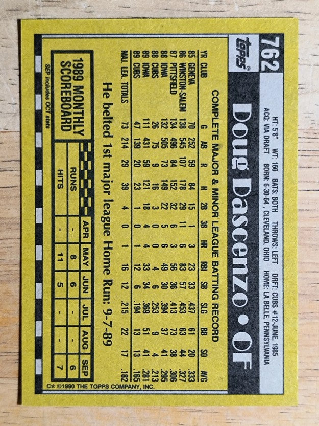1990 Topps #762 Doug Dascenzo