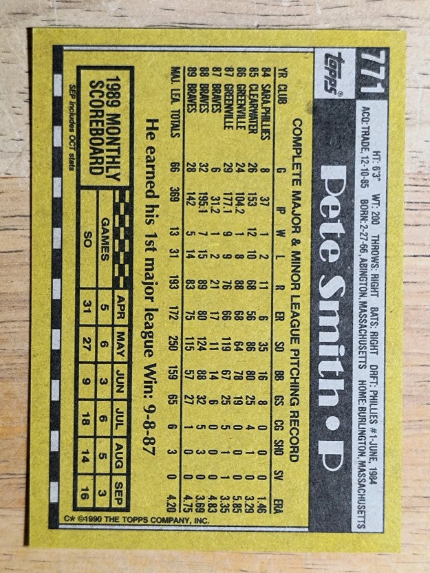 1990 Topps #771 Pete Smith