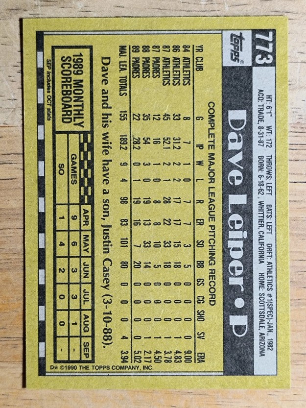 1990 Topps #773 Dave Leiper