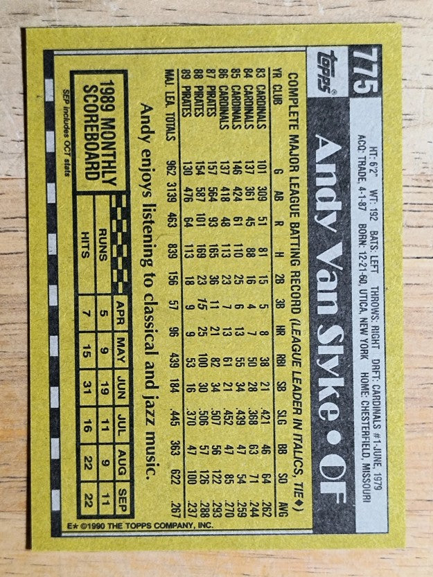 1990 Topps #775 Andy Van Slyke