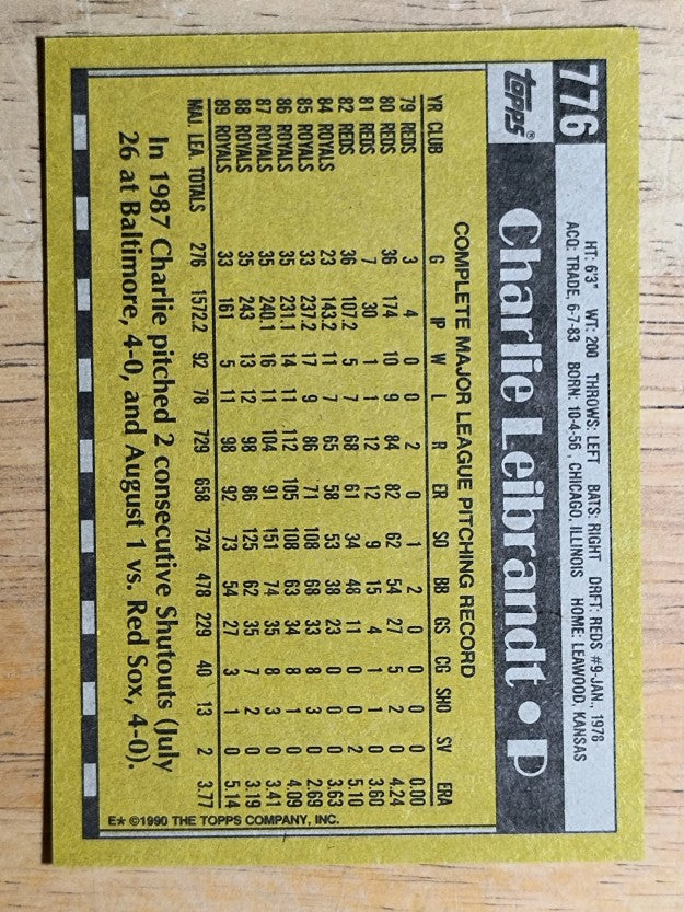 1990 Topps #776 Charlie Leibrandt