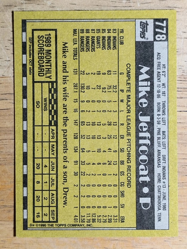 1990 Topps #778 Mike Jeffcoat