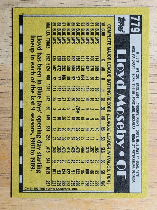 1990 Topps #779 Lloyd Moseby