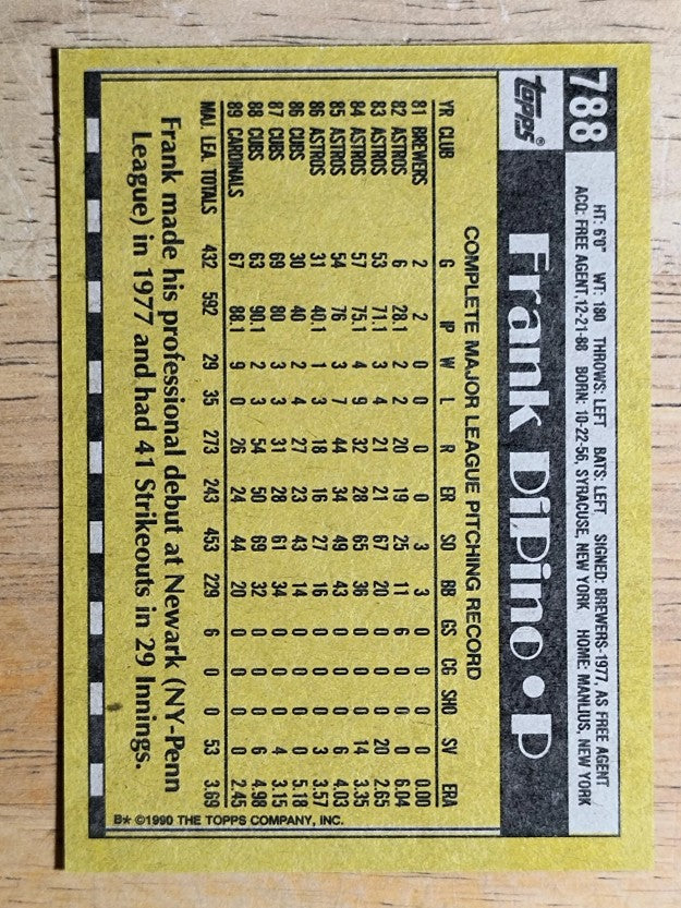 1990 Topps #788 Frank DiPino