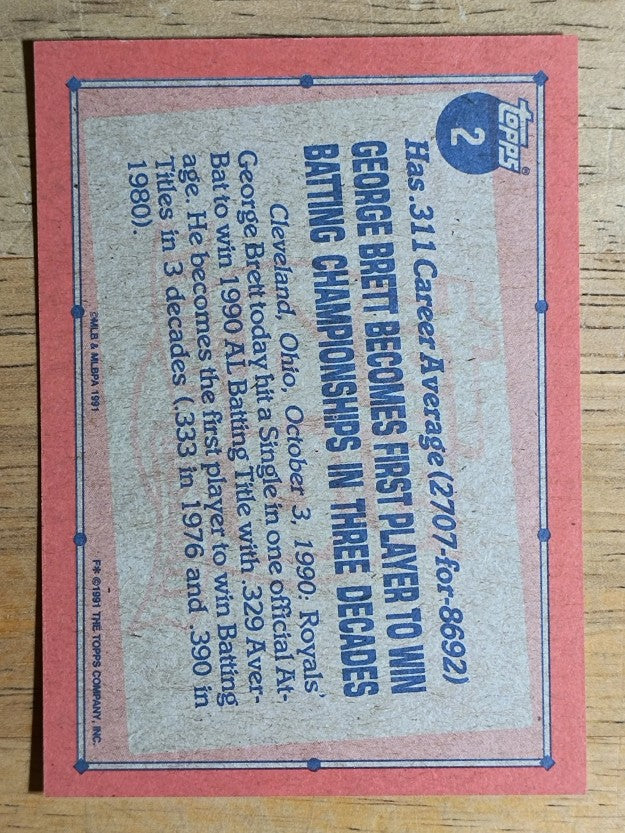 1991 Topps #2 George Brett RB