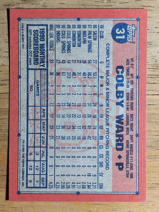 1991 Topps #31 Colby Ward RC