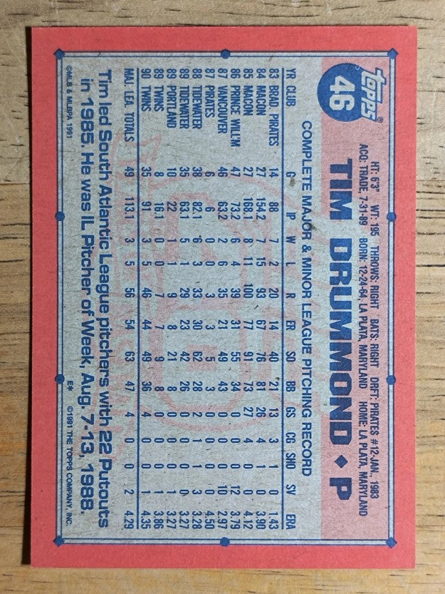 1991 Topps #46 Tim Drummond
