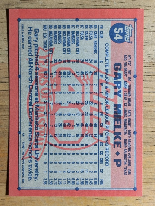 1991 Topps #54 Gary Mielke