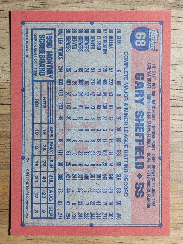 1991 Topps #68 Gary Sheffield