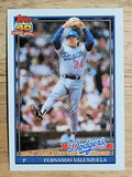 1991 Topps #80A Fernando Valenzuela/ERR 104 ER in '90 tied for league lead