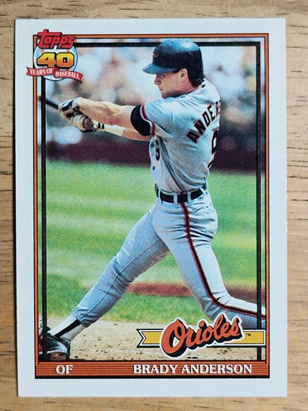 1991 Topps #97A Brady Anderson ERR/September, 2 RBI and 3 hits