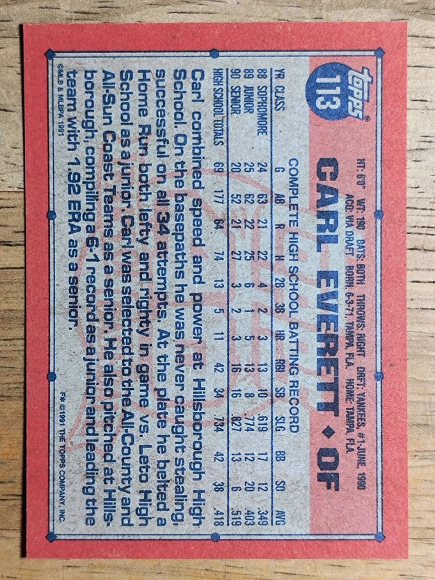 1991 Topps #113 Carl Everett RC