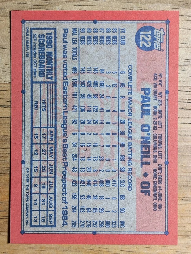 1991 Topps #122 Paul O'Neill