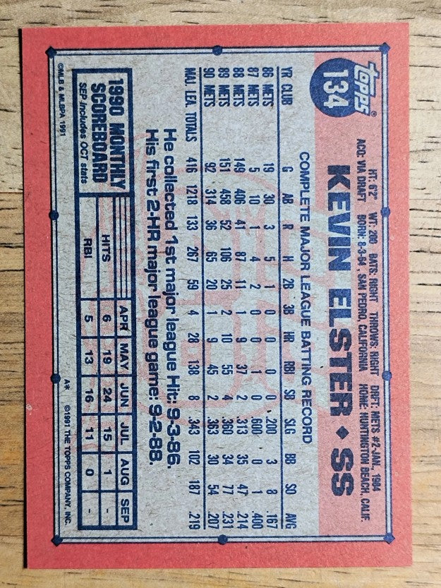 1991 Topps #134 Kevin Elster