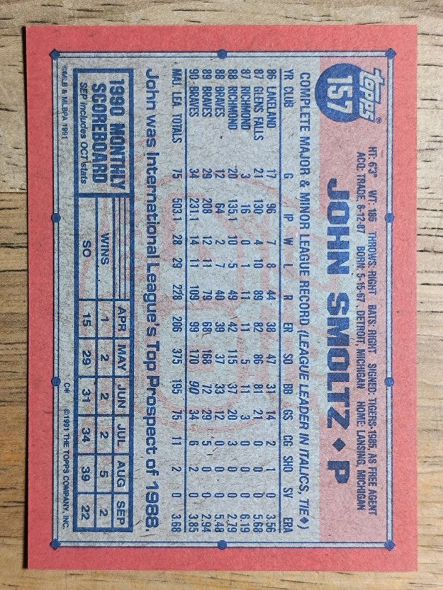 1991 Topps #157 John Smoltz