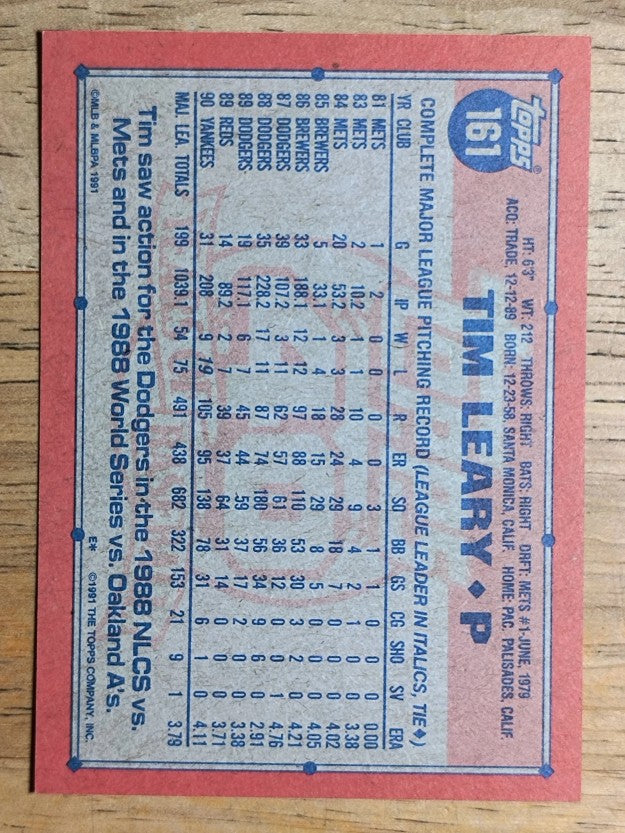 1991 Topps #161 Tim Leary