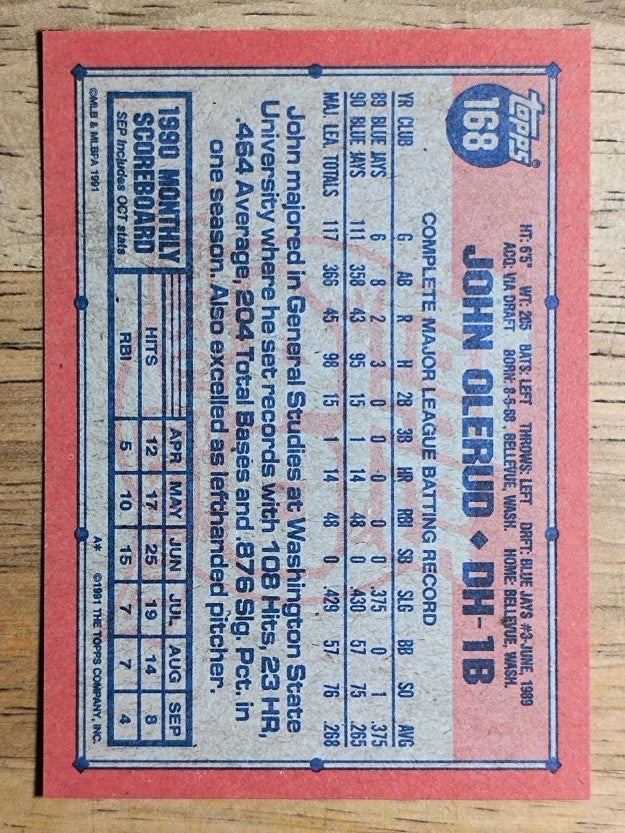 1991 Topps #168 John Olerud