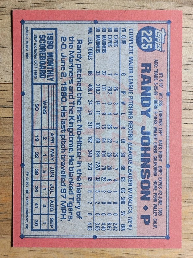 1991 Topps #225 Randy Johnson