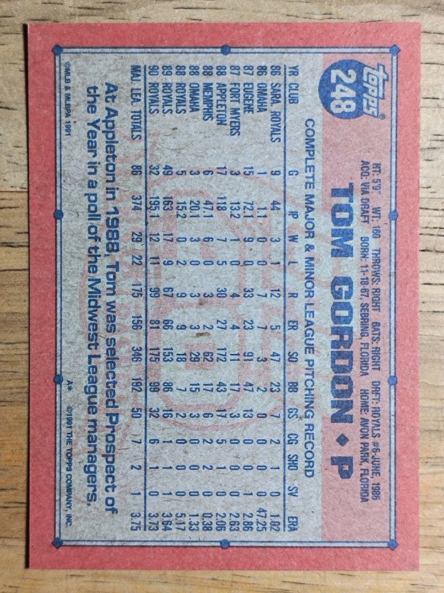 1991 Topps #248 Tom Gordon