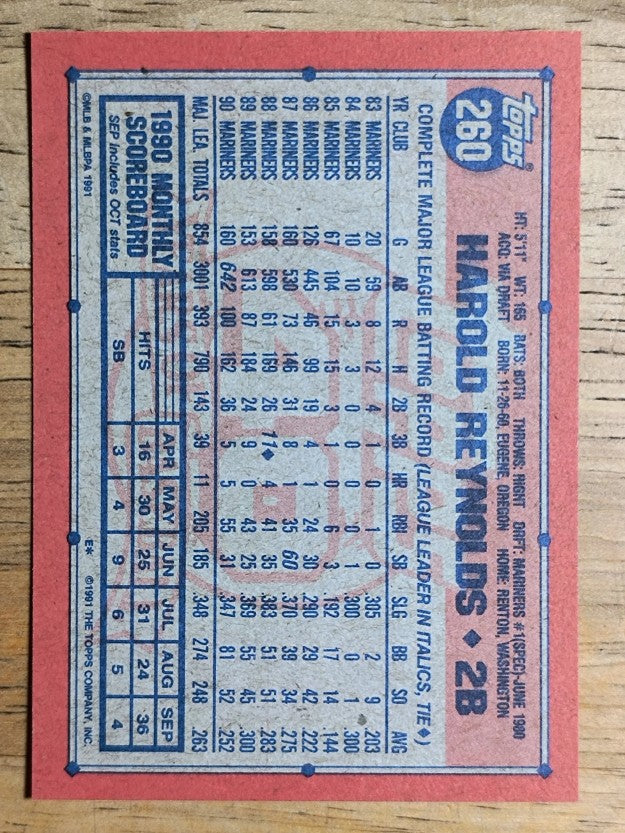 1991 Topps #260 Harold Reynolds
