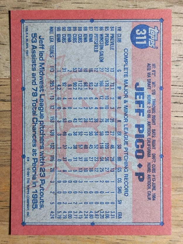 1991 Topps #311 Jeff Pico