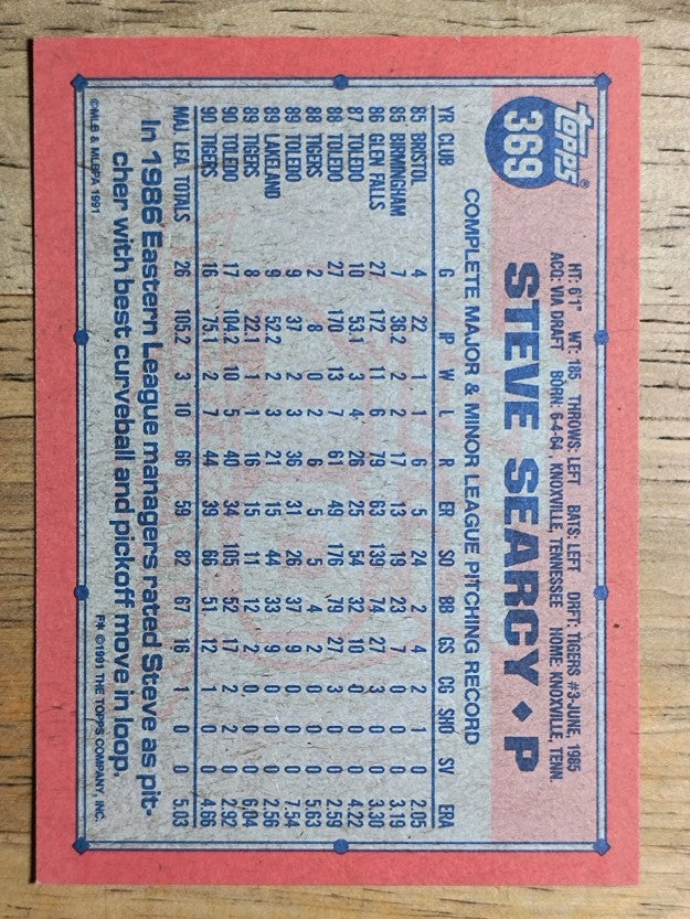 1991 Topps #369 Steve Searcy