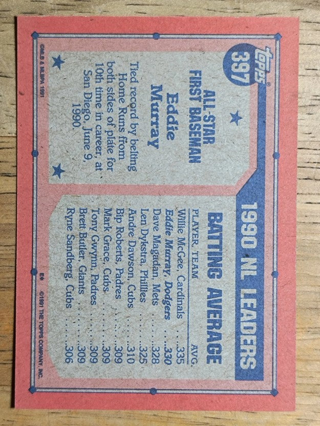 1991 Topps #397 Eddie Murray AS