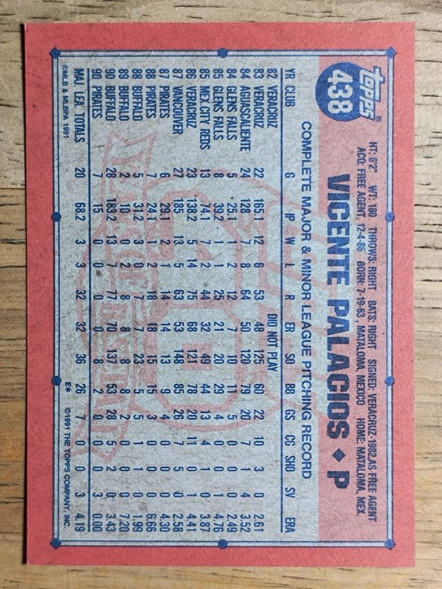 1991 Topps #438 Vicente Palacios