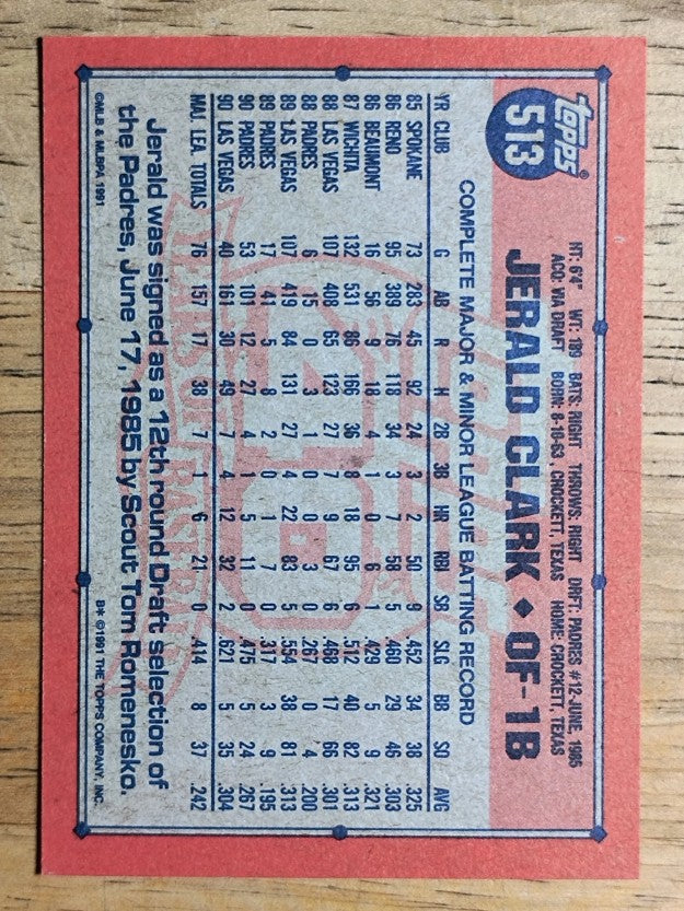1991 Topps #513 Jerald Clark
