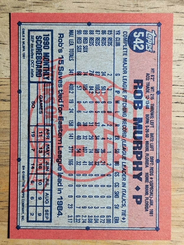 1991 Topps #542 Rob Murphy