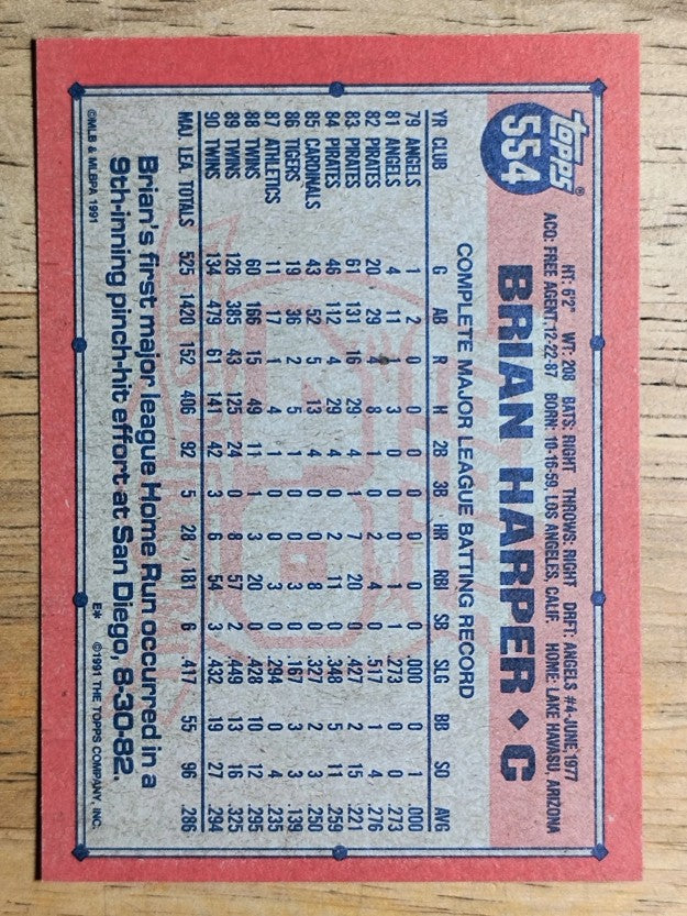 1991 Topps #554 Brian Harper