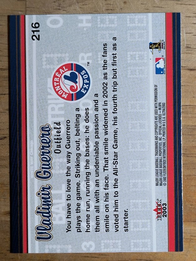 2003 Ultra #216 Vladimir Guerrero AS