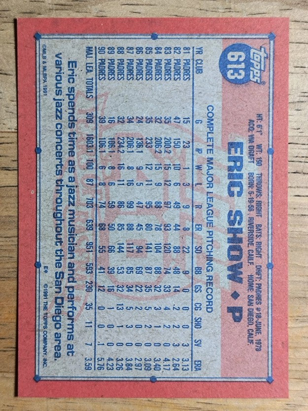 1991 Topps #613 Eric Show