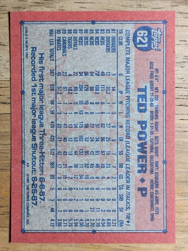 1991 Topps #621 Ted Power