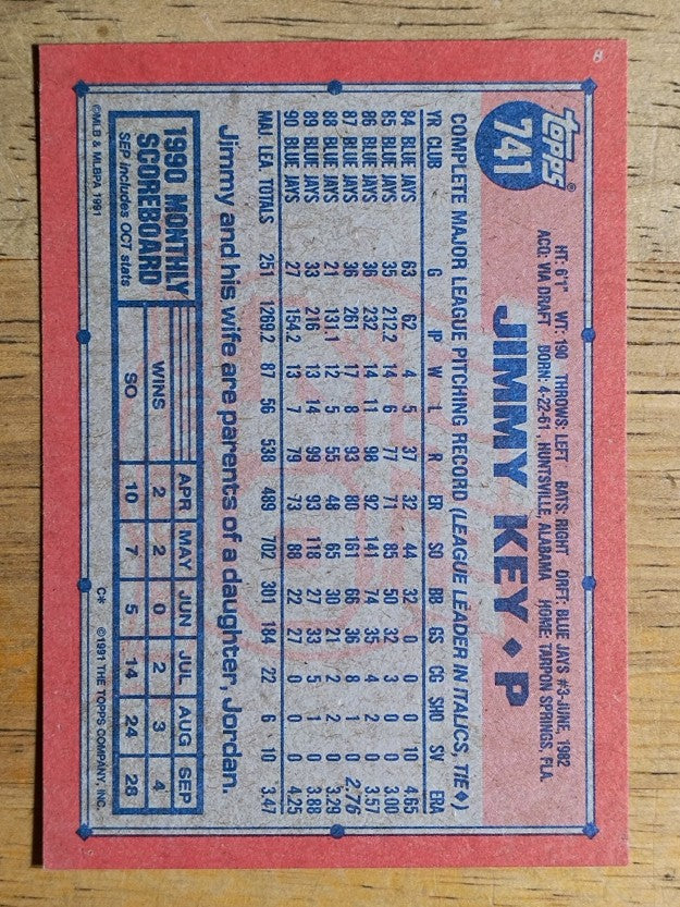 1991 Topps #741 Jimmy Key