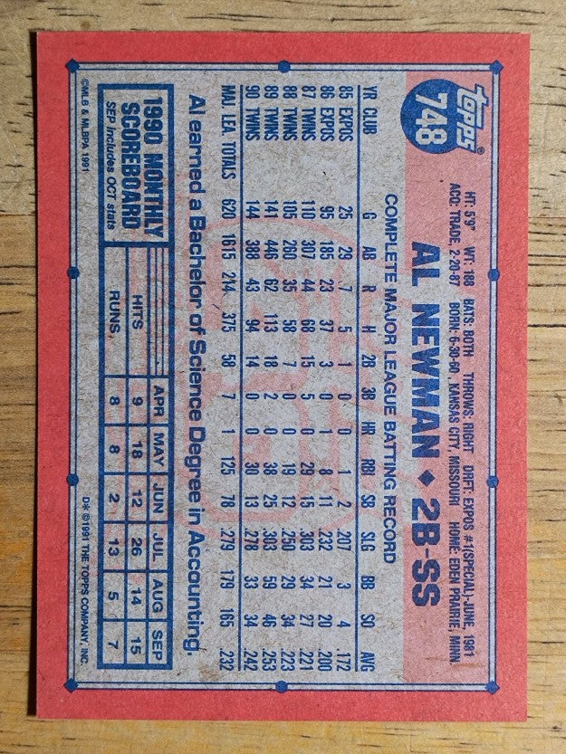 1991 Topps #748 Al Newman
