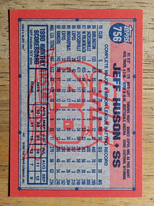 1991 Topps #756 Jeff Huson